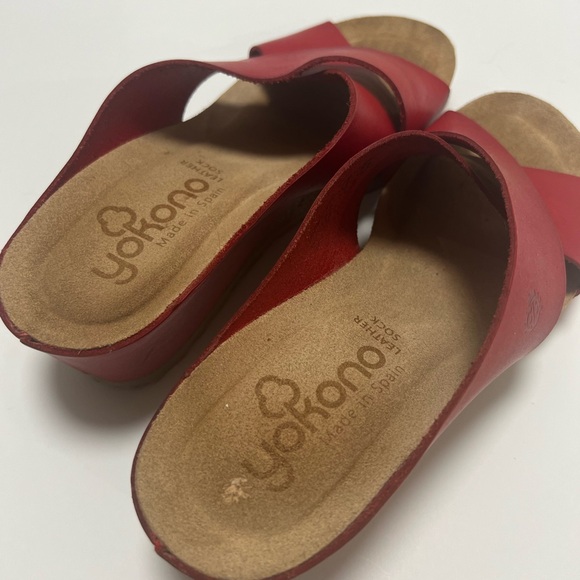 Wedge Sandals Cross Strap Leather Cork size 7.5 . Used - Picture 8 of 13